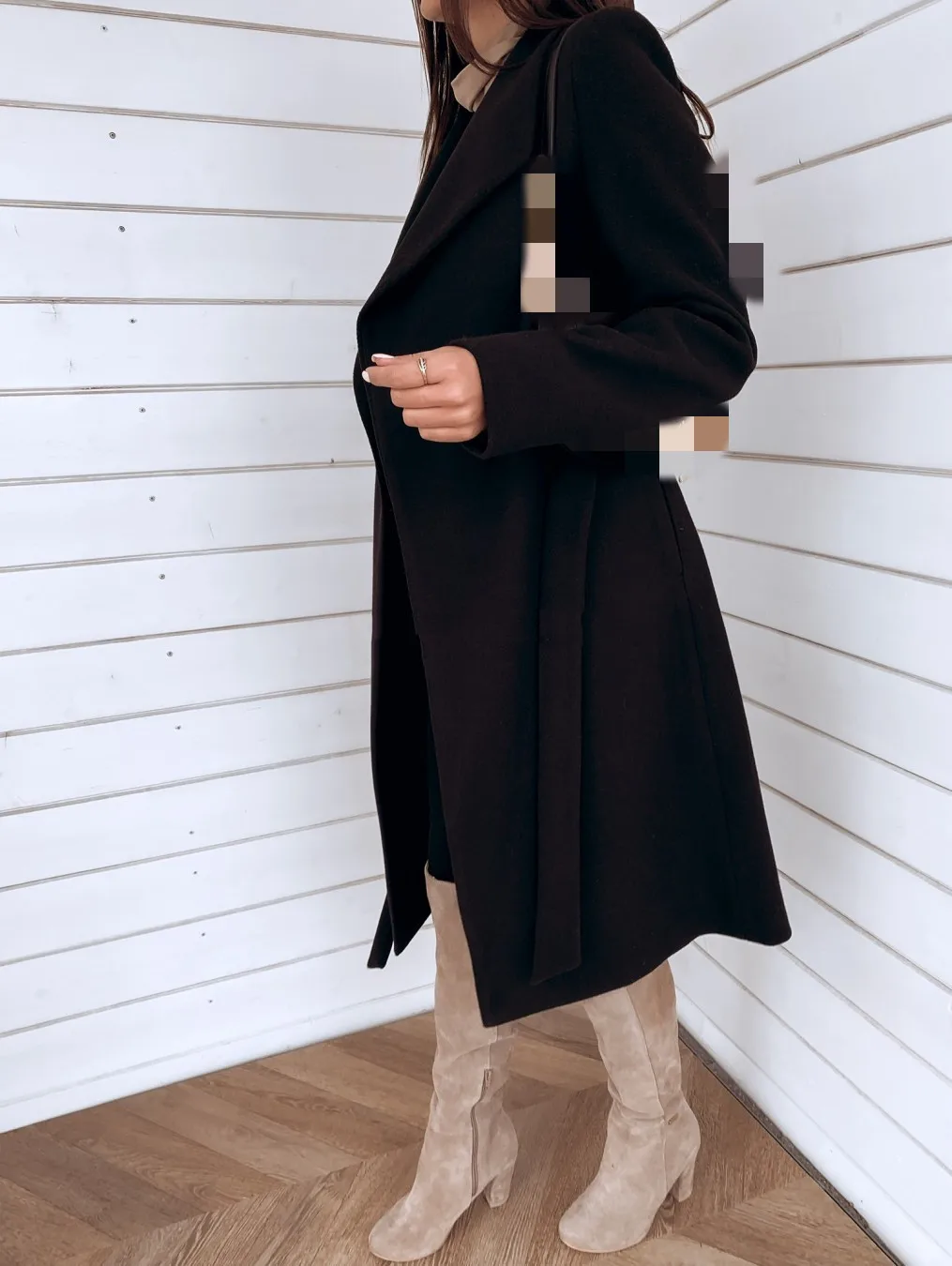 2021 Autumn Winter Black Women's Coat Trench Wool Oversize Warm Lace Up Long Coats Female Elegant Fashion Casual Outerwear Lady