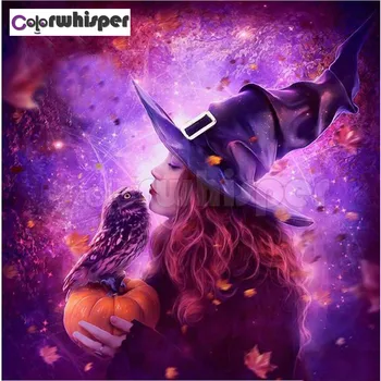 

Diamond Painting Full Square/Round Drill Halloween Witch Owl 5D Daimond Painting Embroidery Cross Stitch Mosaic Wall Art Z490