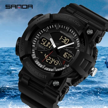 

SANDA Male Digital Sports Watch Men G Style Rubber Strap waterproof Shock Resistant Men Wristwatch relogio masculino