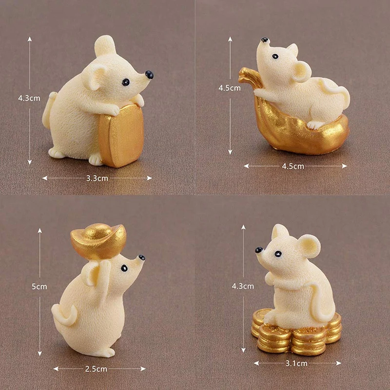  8 Pcs Miniature Rat Office Table Desk DIY Dollhouse Decorating Figurines Resin Money Adorable Rats 