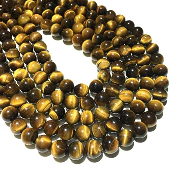 

Factory price Natural Stone Brown Gold Tiger Eye Agate Round Beads 15" Strand 4 6 8 10 12MM Size For Jewelry Making Diy Charms