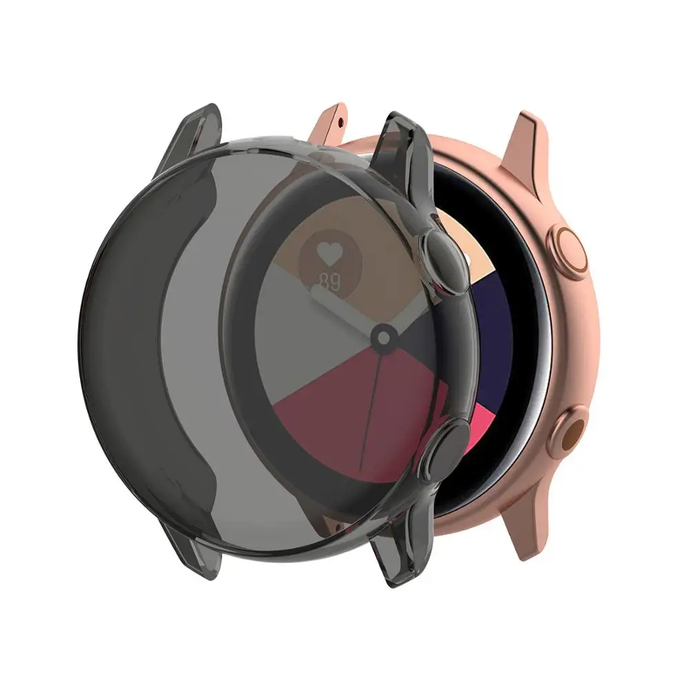 Transparent Black Для galaxy watch Активный Чехол samsung galaxy watch active 2 44 мм 40 мм Бампер протектор HD полное покрытие экрана Защитный чехол - Цвет: Transparent Black