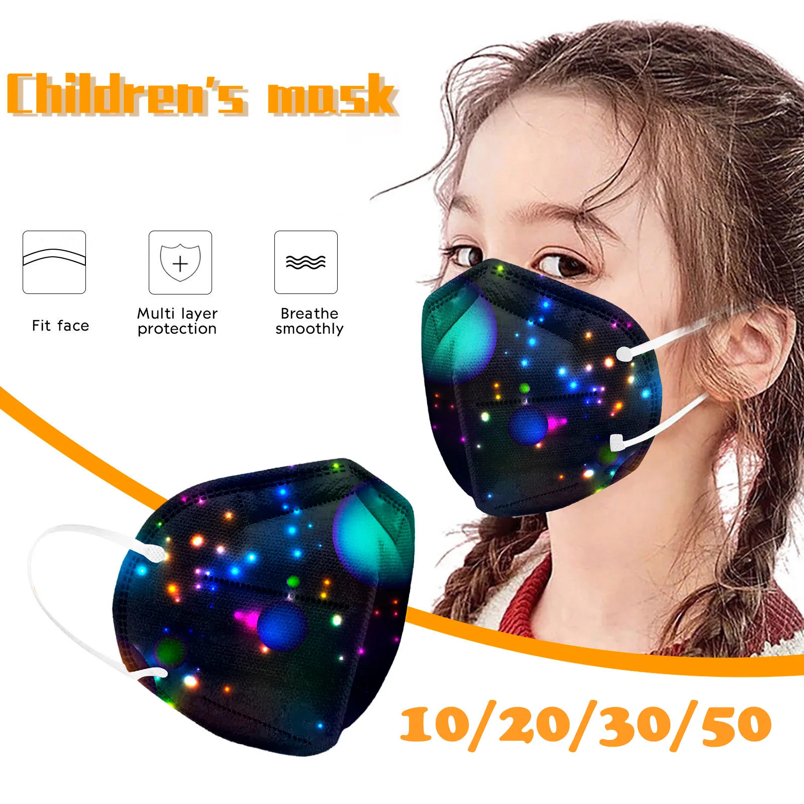 10-50 Uds mascarilla para niños FFP2 máscara protectora niños polvo pm2.5 negro máscara de niño niños Facial Protector FFP2mask