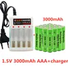100% New Brand 3000mah 1.5V AAA Alkaline Battery AAA rechargeable battery for Remote Control Toy Batery Smoke alarm with charger