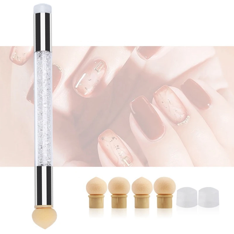 

2019 New 1Set Gradient Dotting Nail Brush Sponge Round Pointed Head Nail Art Colorful Manicure Tools
