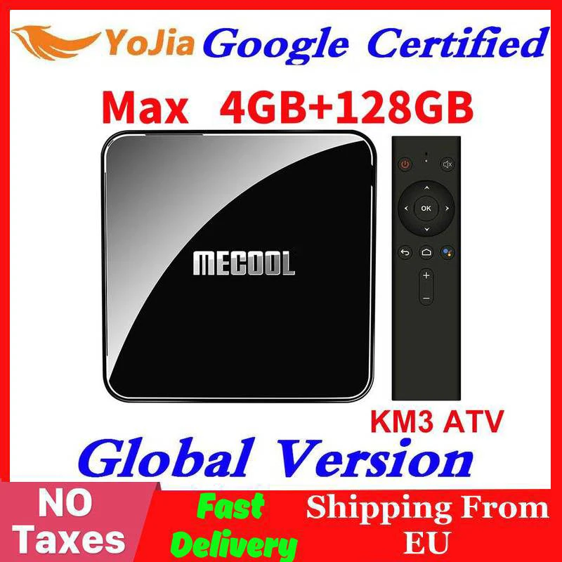  Google Certified Androidtv 9.0 MECOOL KM3 TV Box Android 9.0 4GB RAM 64GB ROM 128GB Amlogic S905X2 