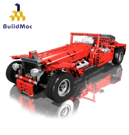 

BuildMoc Classic Car TE009Building Blocks Technic Mechanical Vintage Roadster Vehicle City Models Bricks Kids Toy Gift