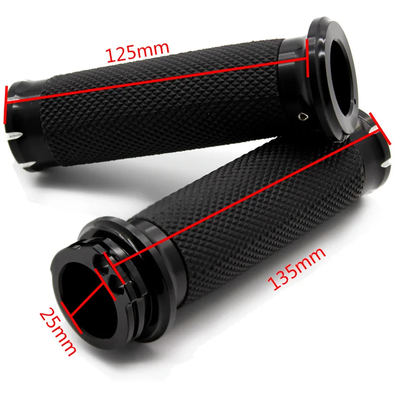 Feardevil 25MM Motorcycle Handlebar Grips Aluminum Part Black for Motorbike Harley 883 1200 Cruiser Bobber Chopper Custom
