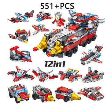 

501 PCS 12 IN 1 Truck Car Building Blocks Bricks Ultraman Toys for Children Boys Model Car Toy Educational Block Birthday Gift