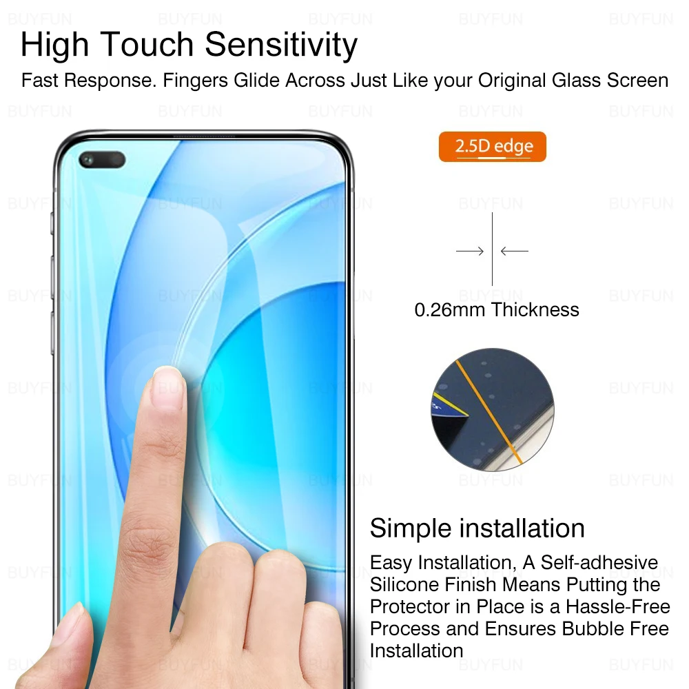 2Pcs Safety Glass For Honor 50 Lite Phone Screen Protector Full Cover Tempered Protector Glass Honar 50 Lite 50Lite 6.67'' Film phone screen protectors