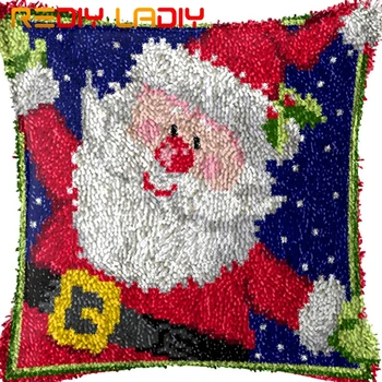 

Latch Hook Cushion Happy Christmas Printed Canvas Cushion Cover Acrylic Yarn Crochet Pillow Case Kits Hobby & Crafts Home Decor