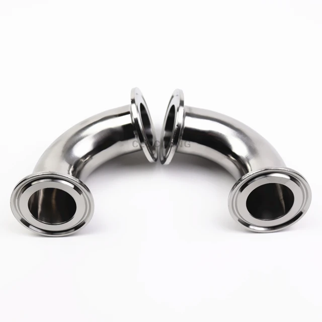 3/4" 1” 2” 3“ 4" 19mm-102mm Pipe OD Sanitary Tri Clamp  Feerule OD 90 Degree Elbow Pipe Fitting Stainless Steel 304 Homebrew 5