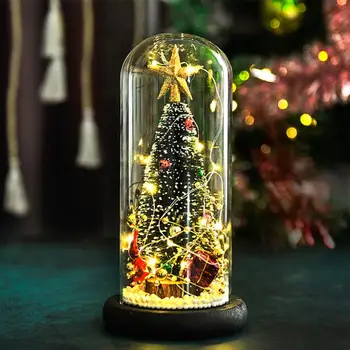 

Christmas Tree Glass Cover Lamp Desktop LED Night Lamp Christmas Tree Lamp Home Decorative Figurines Miniatures New Year 2021