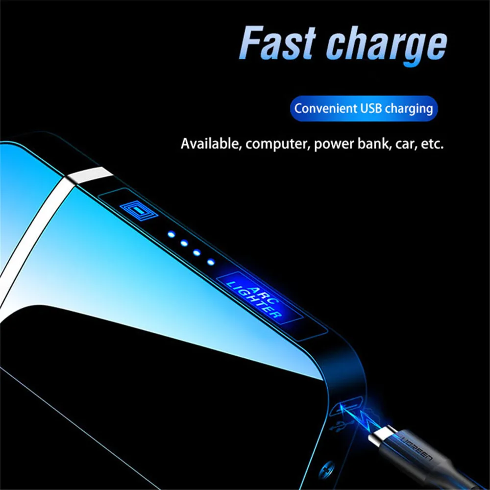 Двойная дуговая электрическая зажигалка с подключением к USB Touch Fire Plasma Arc Электронная зажигалка для сигарет ветрозащитная металлическая Новинка зажигалки Мужские подарок