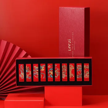 

Liz Chinese-style Dragon and Phoenix Varved Lipstick Kit Semi-Matte Soft Magnetic Snap Lipstick 10 Gift Box