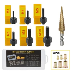 HIFESON – pistolet de rivetage électrique, outil d'écrou à main, Riveter avec perceuse étagée pour écrous M3 M4 M5 M6 M8 M10 