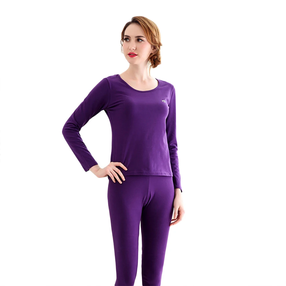 Бесшовное эластичное термобелье для женщин и мужчин, зимняя теплая одежда TT@ 88 - Цвет: Purple  Women
