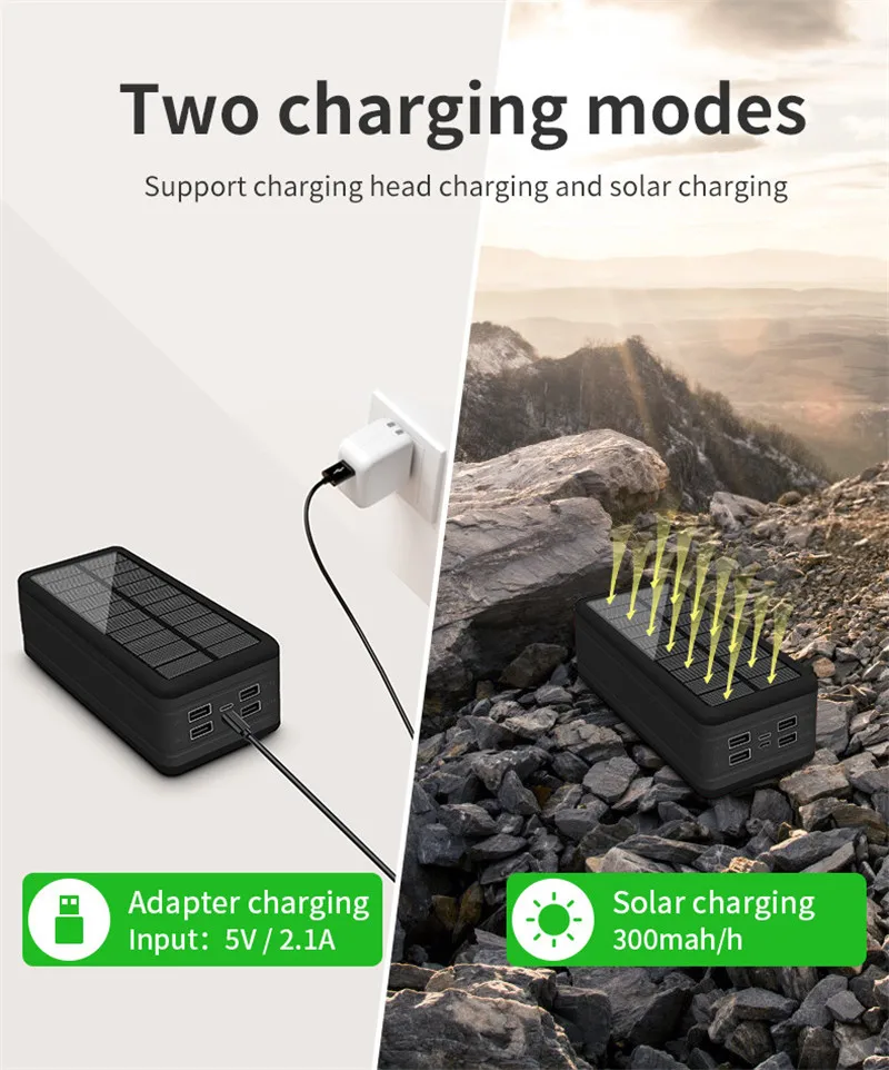 power bank 50000mah 99000mah High Capacity Wireless Solar Power Bank With  Portable Charging External Battery Fast Charger For Xiaomi Iphone Samsung best portable charger