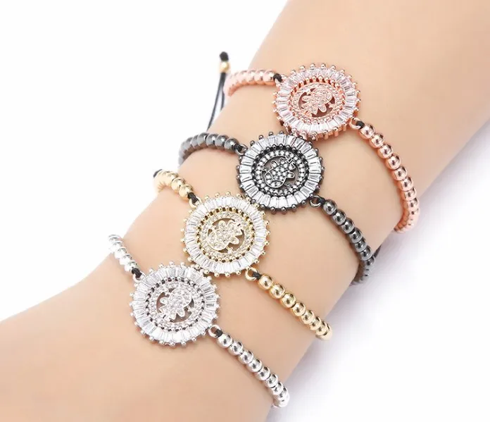 Золото Серебро Микро Проложить Белый cz кубический цирконий веревка отрегулированный браслет из медного бисера kk4 Шарм плетеные браслеты ювелирные изделия для женщин