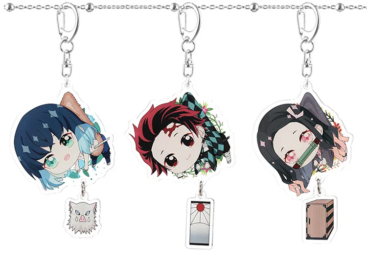 Аниме Demon Slayer Kimetsu no Yaiba брелок Kamado Nezuko Agatsuma Zenitsu Hashibira Inosuke акриловый милый брелок для ключей Забавный мультфильм