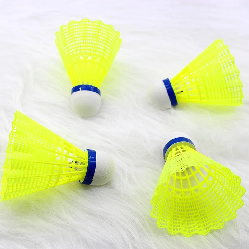 4pcs/set LED Nylon Badminton Table Fiber Ball Head Full Circle Style Plastic Badminton Red and Green Light for Outdoor Night Use badminton shuttlecock,badminton ball