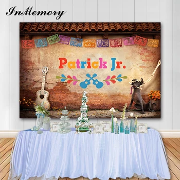 

InMemory Vinyl Cartoon Coco Movie Backdrop Guitar Children Birthday Party Banner Custom Name Photo Backgrounds Studio Photocall