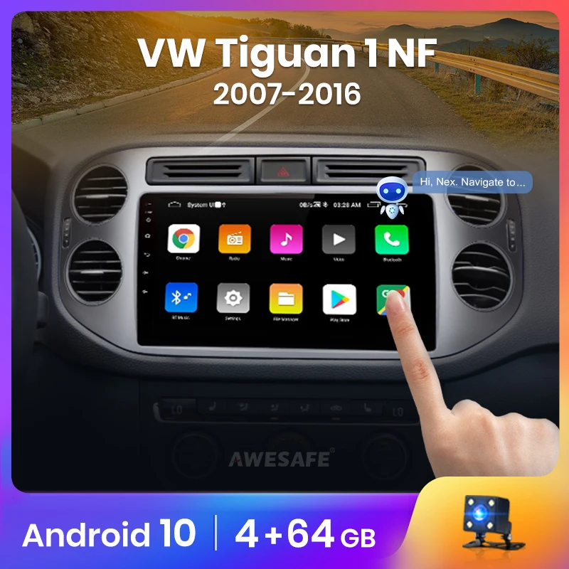 Автомагнитола AWESAFE PX9 для Volkswagen Tiguan 1 NF 2006-2017 мультимедийный видеоплеер с GPS 2din Android