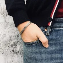 Серебряный браслет из нержавеющей стали, мужские звенья, цепочка на руку, мужские аксессуары, очаровательные браслеты, цепи, браслеты, рок