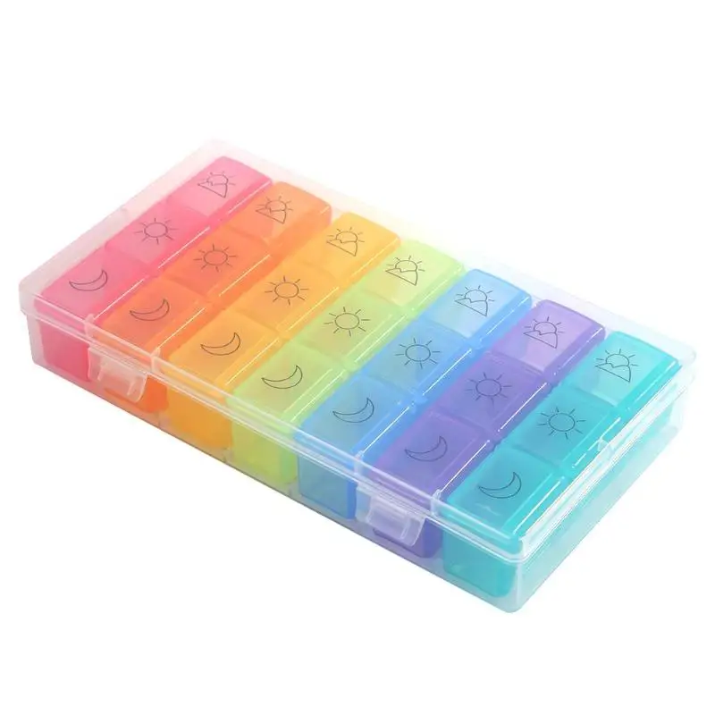 

Portable 21 Grid 7 Days Weekly Pill Case Medicine Tablet Pill Organizer Storage Box Holder Splitter Travel Pill Box Container