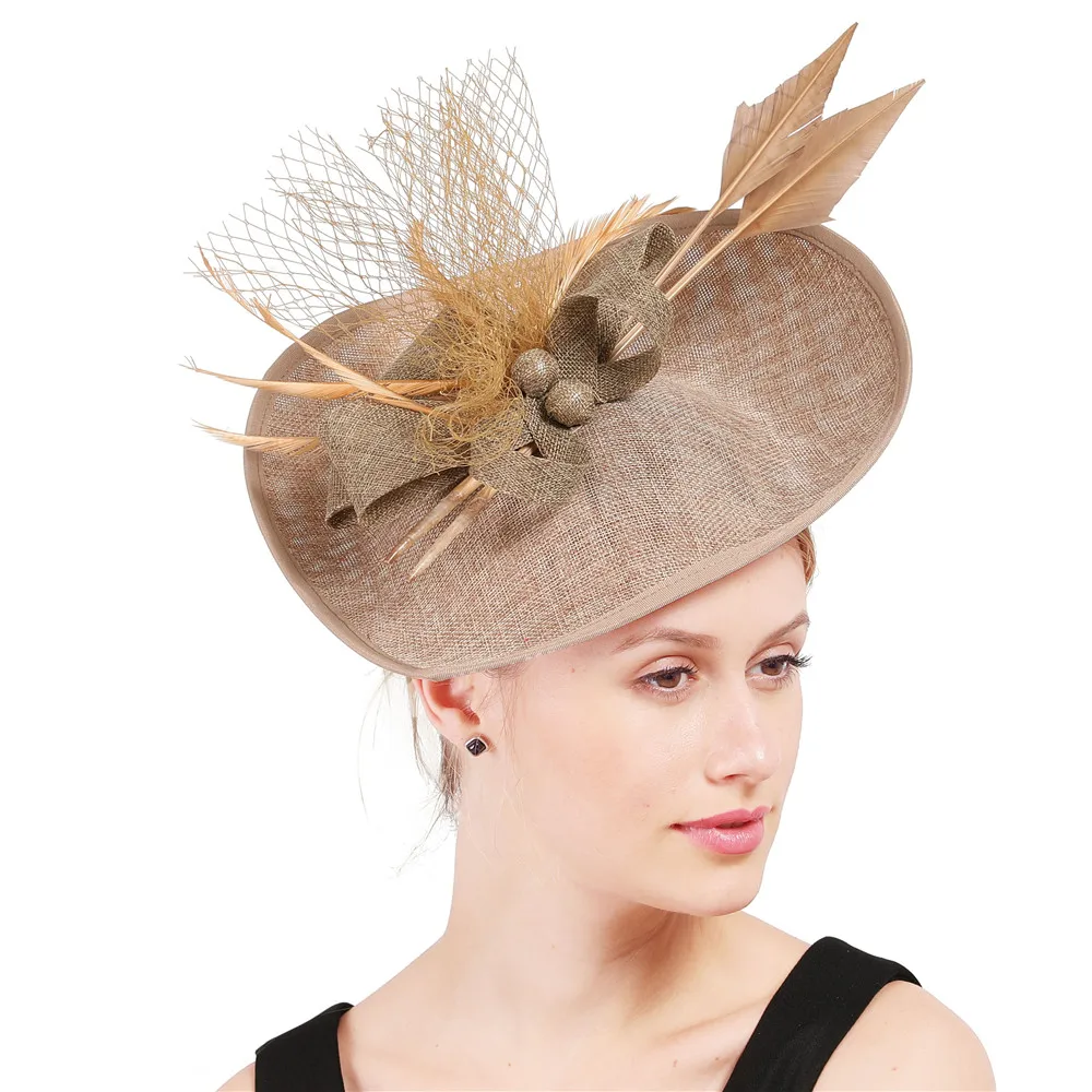 Винтажные вечерние шляпы MARRON kenducky derby, женские аксессуары для волос, женские элегантные вуали, свадебные головные уборы, модный головной убор