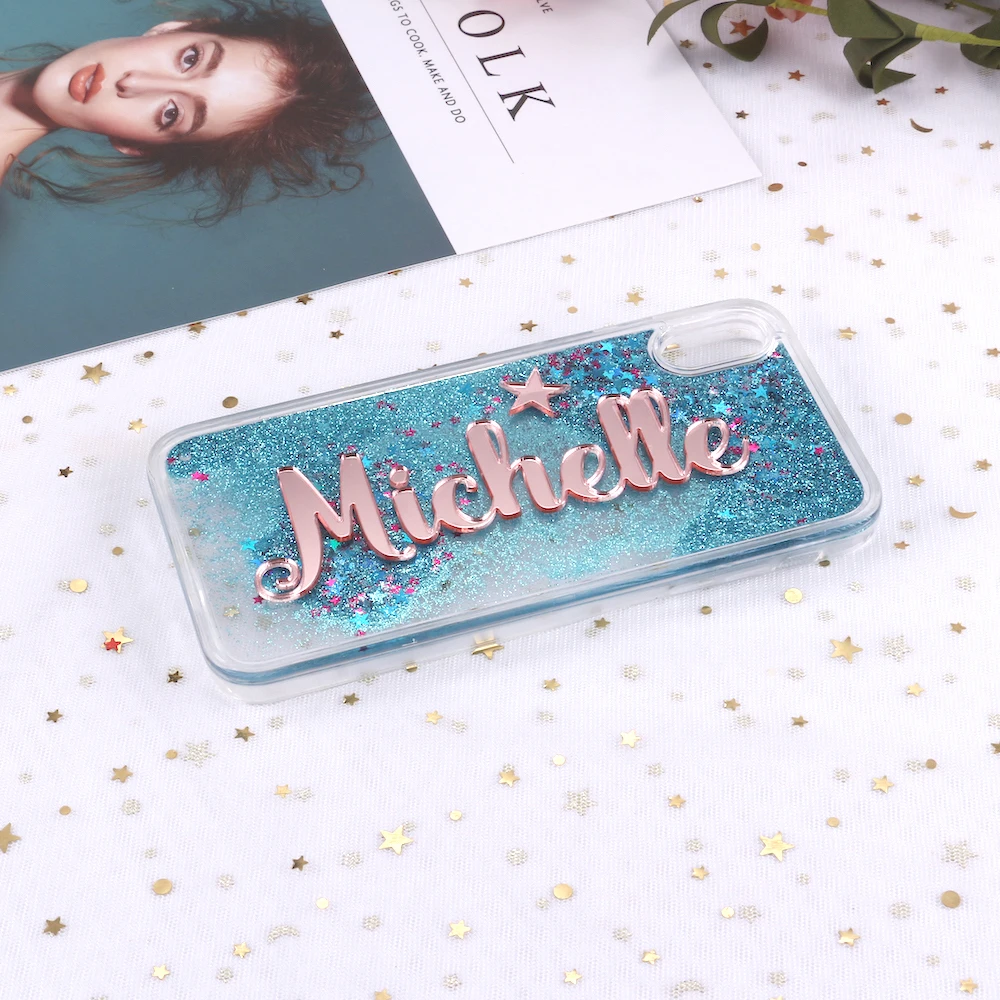 

Customized Glitter Phone Case Personalized Name Bling Luxury Crystal Case Cover For iPhone 6 6S 7Plus 8Plus 7 8 XR X XS Max
