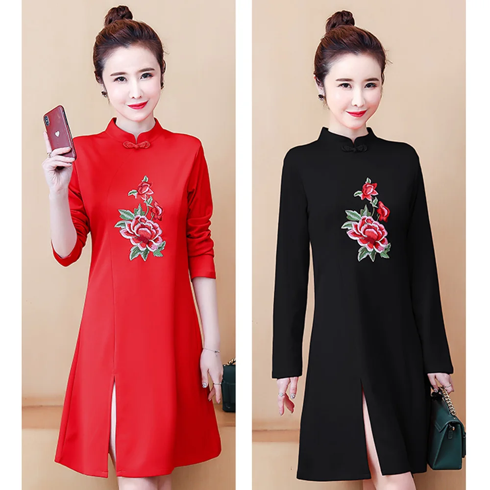 Китайское традиционное платье с длинным рукавом, Qipao, вечернее свадебное платье размера плюс, современный Cheongsam для женщин, молодых, улучшенное Qi Pao