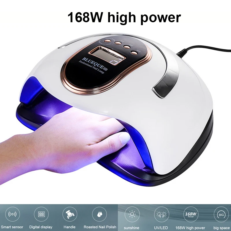 BLUEQUE 168W СВЕТОДИОДНЫЙ УФ ногтей лак клей для выпечки лампа лечения Ногтей Маникюр
