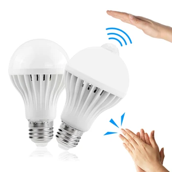 

LED lamp PIR Infrared Motion/Sound+Light Sensor Control E27 3w 5w 7w 9w 12w automatic Smart Sensor White Lampada LED Bulb light