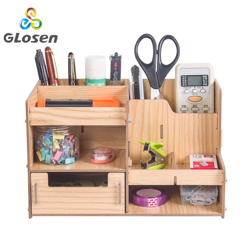 

Wooden File Rack Multi-function Stationery Storage Box Student DIY Creative Partition Office Supplies Storage Box D2069 Glosen