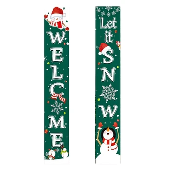 

Festival Decorative Christmas Couplet Door Curtain Santa Letter Snow Curtain for Front Door Hall Window