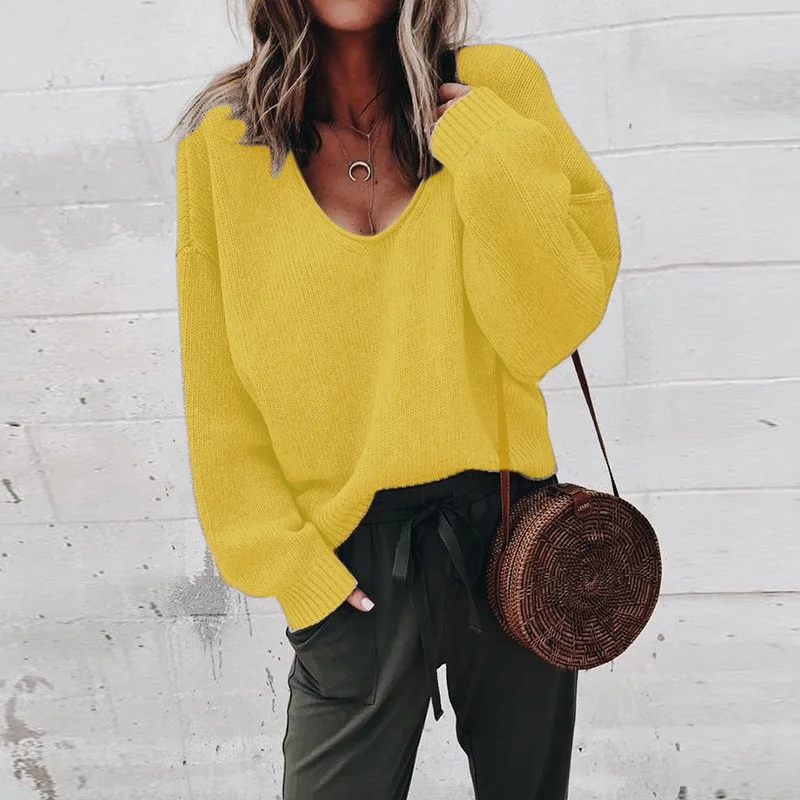 Loose women jumper spring autumn oversized knitted sweaters and pullovers thin black long sleeve ladies sweater DR2250 | Женская одежда