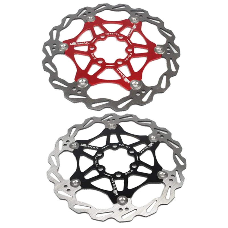 

ABUO-SNAIL 2 Pcs Bike Cycling Floating 6 Bolt Disc Brake Rotor Bicycle Brake Pad , Red with Black