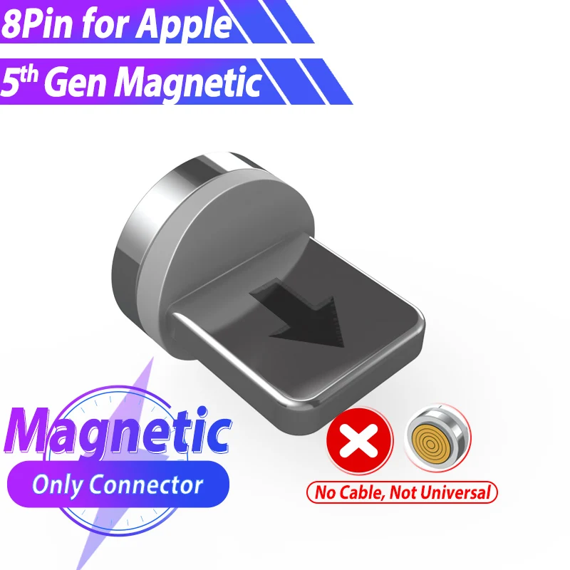 Only Plug For 8PIN 5А Магнитный Usb кабель для зарядки, кабель Micro Usb type C для быстрой зарядки samsung A50 A40 Google Pixel 4 3 XL One Plus 7t 7 Pro - Цвет: Only Plug For 8PIN