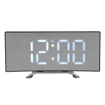 

Digital Alarm Clock LED Mirror Clock Multifunction Snooze Display Time Night LCD Light Table Desktop USB Cable