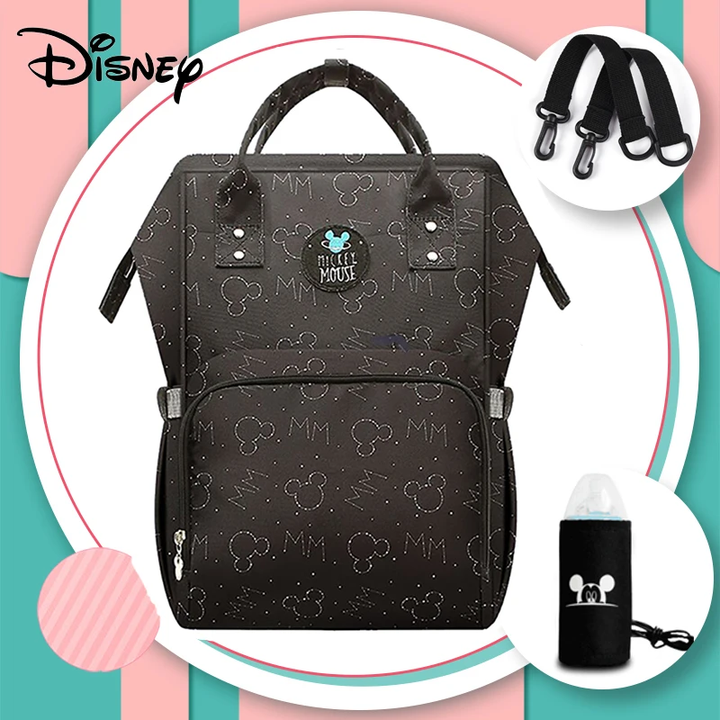 Disney bébé couches sacs USB chauffage imperméable maternité couche-culotte poussette sac isolation grande capacité Mochila sac à dos