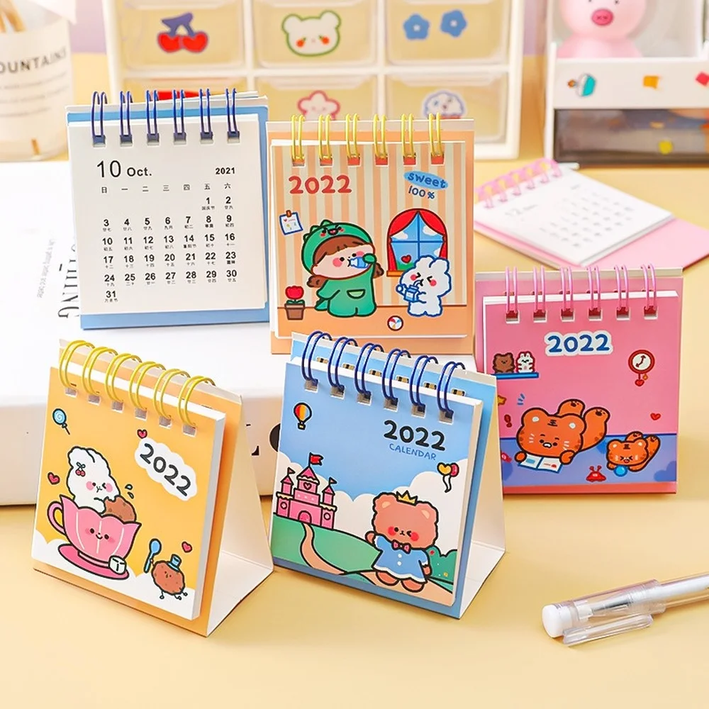 2022 Cute Tiger Mini Desktop Calendar Board Small Cartoon Creative Memo Daily Scheduler Table Planner Yearly Agenda Organizer