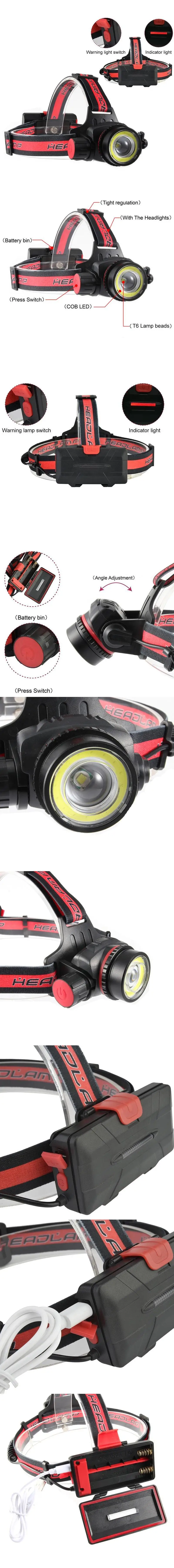 Yunmai Zoom Bright T6 светодиодный налобный фонарь Тактический масштабируемый налобный фонарь Водонепроницаемый Головной фонарь фара мощный фонарь для кемпинга