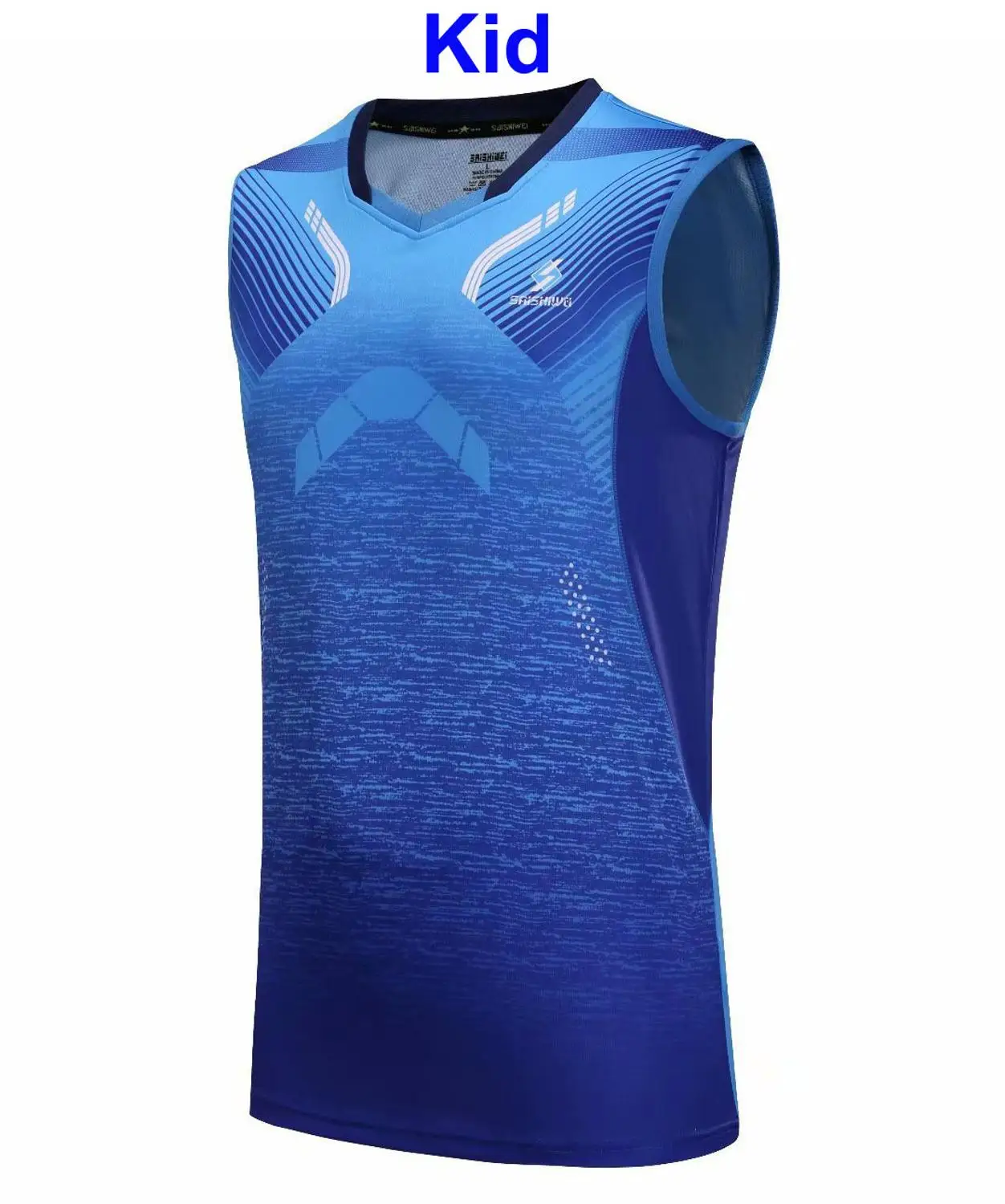 Рубашки для бадминтона без рукавов для мужчин, женщин и детей теннисные рубашки спортивный костюм для бадминтона для мальчиков комплект для настольного тенниса спортивный костюм 3889 - Цвет: Kid Blue Shirt