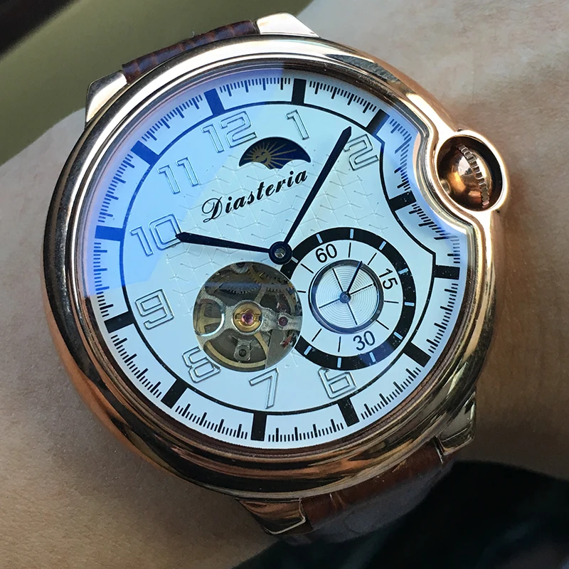Модные мужские часы Skeleton s Tourbillon, Топ бренд, Роскошные, Moon Phase, Мужские автоматические механические часы, натуральная кожа, водонепроницаемые