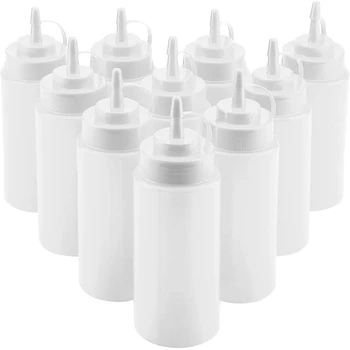 

10Pcs 16Oz Squeeze Condiment Bottle Squirt Condiment Bottles with Twist on Cap Lids Perfect Dispenser for Pancakes