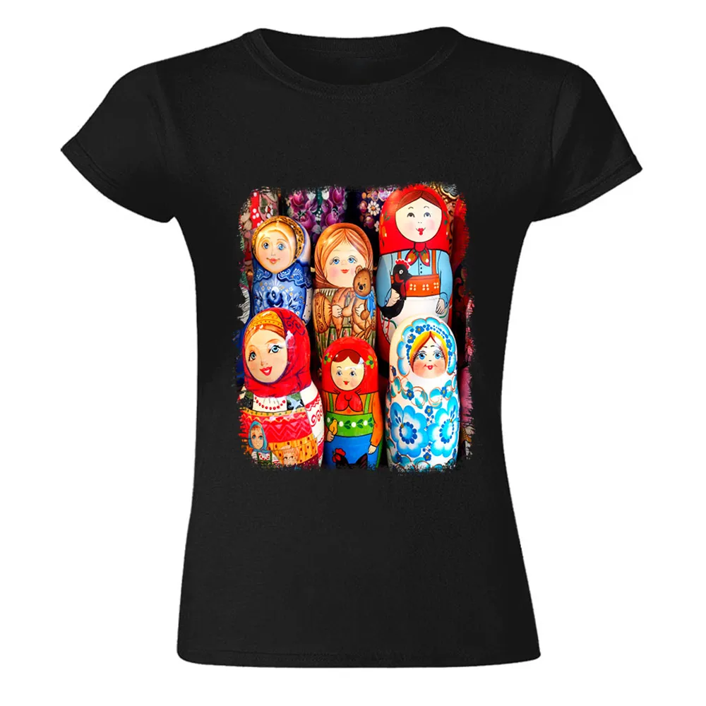 Matrioska Matryoshka T Shirt Loose Tee Print Novelty Homme Summer Style Basic Euro Size S-5xl | Женская одежда