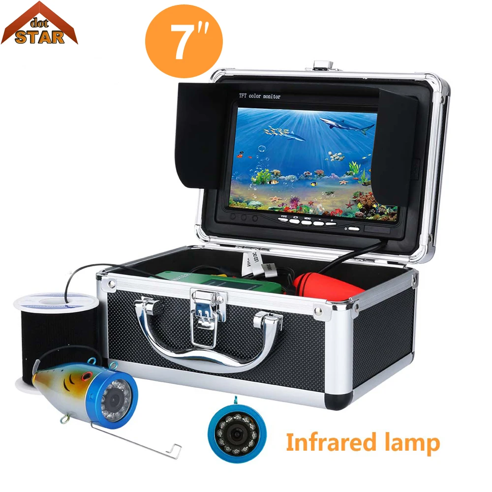 

Fish Finder Underwater Ice Sea Fishing 1000TVL 7" finshing Video Camera Monitor AntiSunshine Shielf Sunvisor IR LED FishFinder