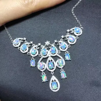 شراءأنيقة المشاركة هدية أفضل نوعية فاخرة أوبال قلادة قلادة 100% الطبيعية الوردي العقيق المعلقات 925 الاسترليني مجوهرات فضية