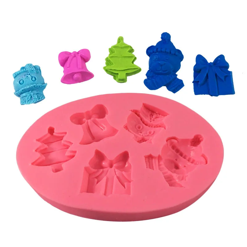 Christmas Gift Silicone Mold Snowman Bell Shaped Cake Chocolate Mold Baking Tools Kitchen Accessories Decorations Fondant DIY